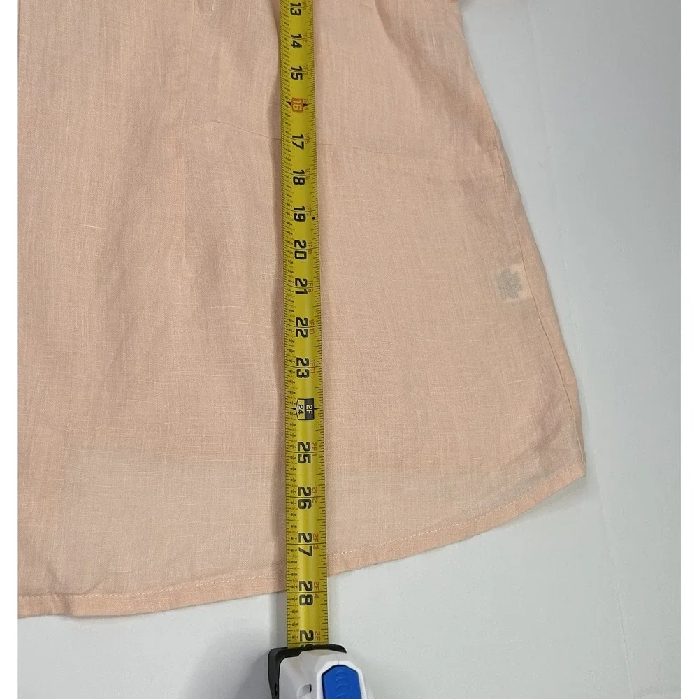 FLAX Brand Short Sleeve Shirt Women's 1G (18-20) Linen Button Front Pale Salmon